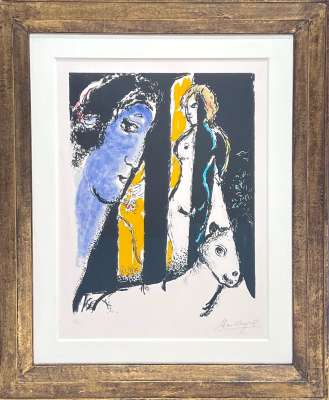 The Blue Portrait (Lithograph) - Marc CHAGALL