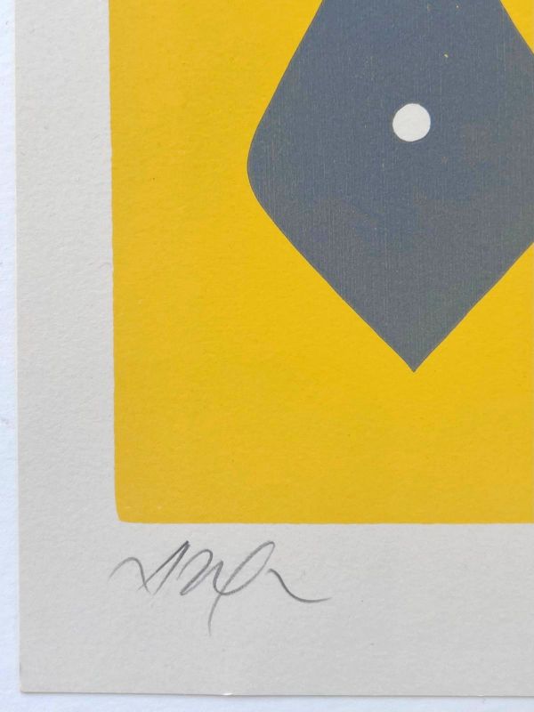 Two figures on a yellow background (Wood engraving) - Hans ARP