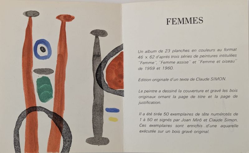 AQUARELLES Album "Femmes" Haï-ku (Lithographie) - Joan  MIRO