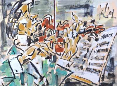 Le Violoniste (Gouache (moderne)) -  GEN PAUL