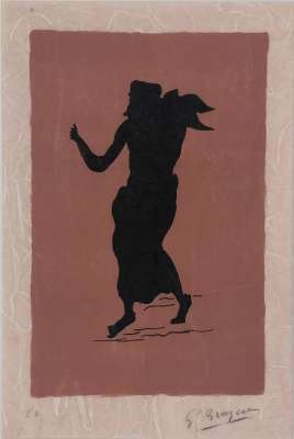 Character on pink background (Lithograph) - Georges BRAQUE