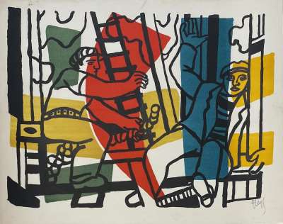 Les constructeurs (Lithographie) - Fernand LEGER