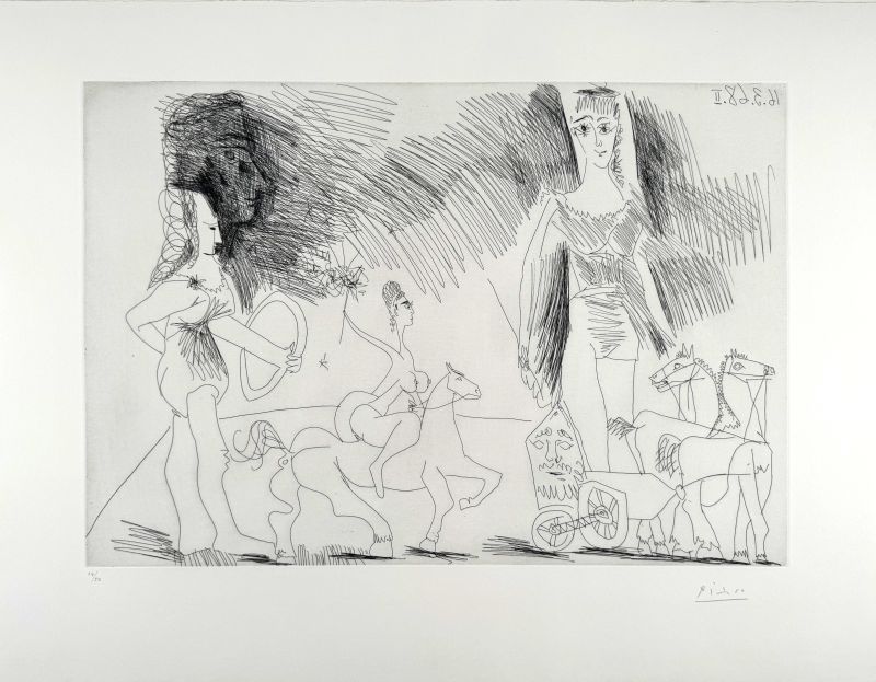 &Eacute;cuy&egrave;res et jongleuse (pl. 2 de la S&eacute;rie 347) (Eau-forte) - Pablo  PICASSO