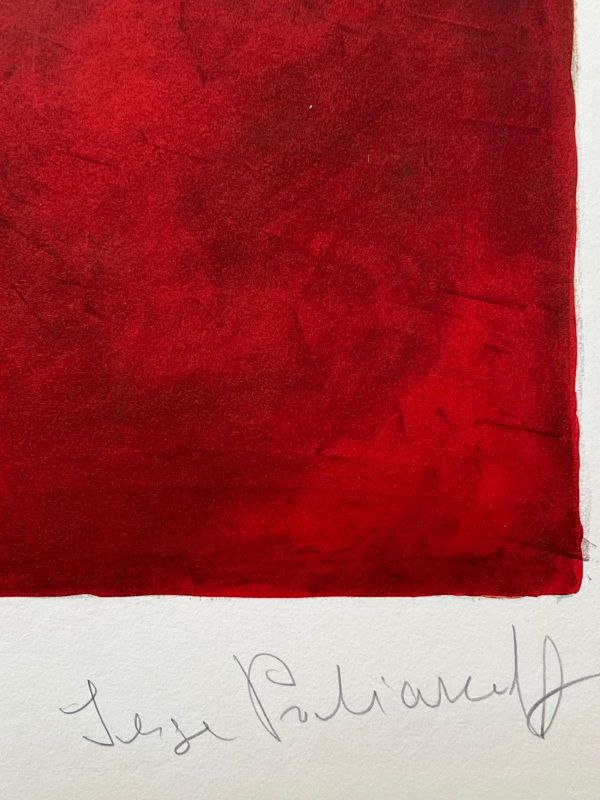 Composition verte, orange et lie de vin L58 (Lithographie) - Serge  POLIAKOFF