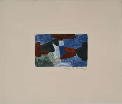Composition bleue, verte et brune XXXIII (Gravure) - Serge  POLIAKOFF