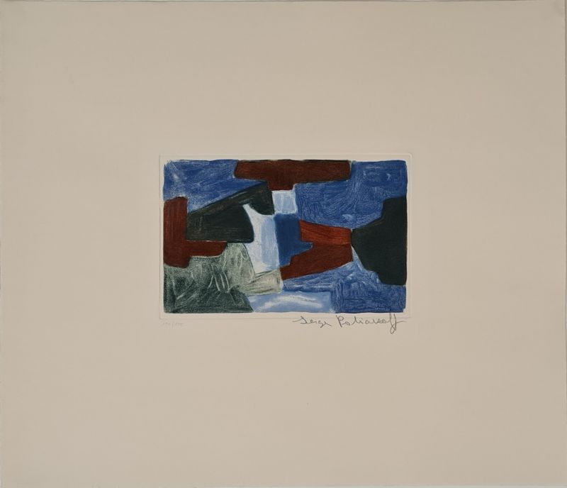 Composition bleue, verte et brune (Gravure) - Serge  POLIAKOFF