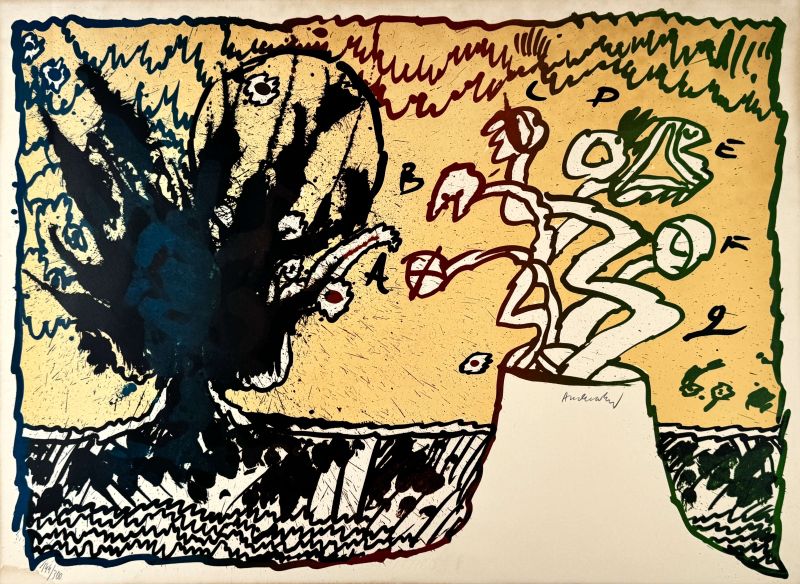Alphabetical Volcano (Lithograph) - Pierre ALECHINSKY