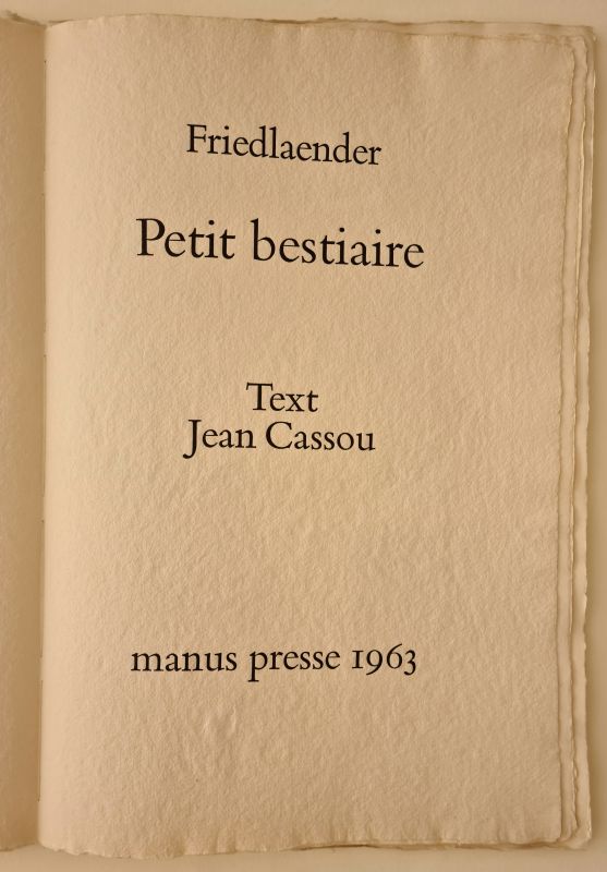 Petit Bestiaire de Johnny Friedlaender (1963) (Livre illustré) - Johnny FRIEDLAENDER