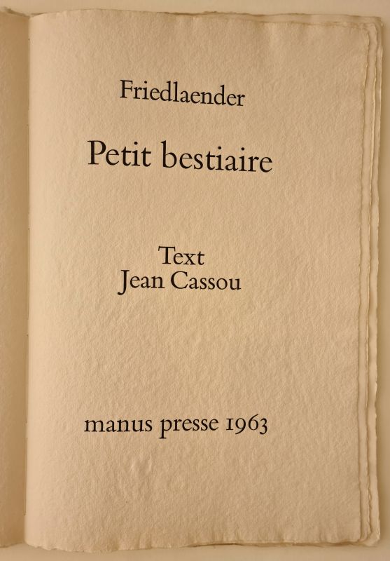 Petit Bestiaire de Johnny Friedlaender (1963) (Libro ilustrado) - Johnny FRIEDLAENDER