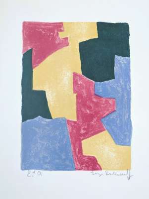 Blue, Red, Yellow and Green Composition L40 (Lithograph) - Serge  POLIAKOFF