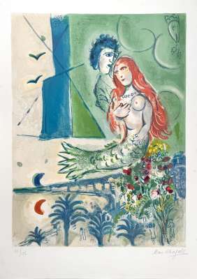 Sir&egrave;ne au Po&egrave;te (Lithographie) - Marc CHAGALL