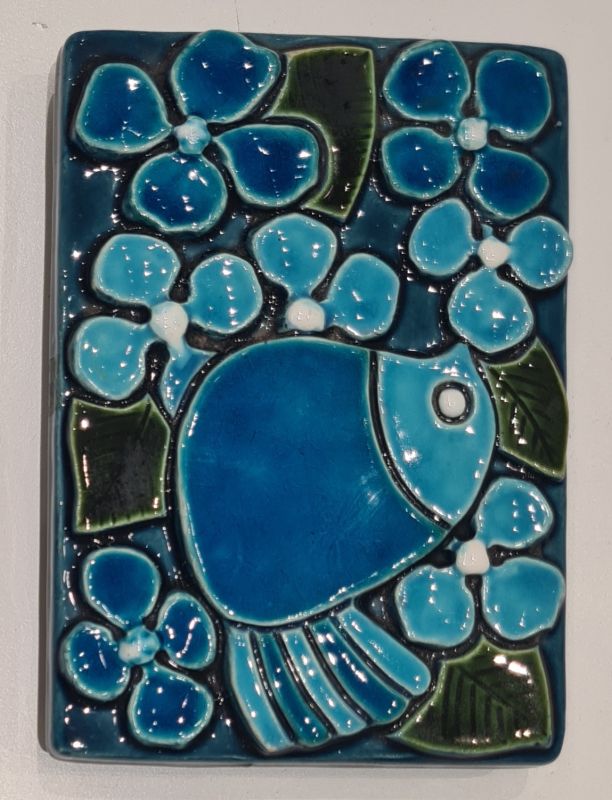 Spatz und Blumen (Keramik) - Mithé ESPELT