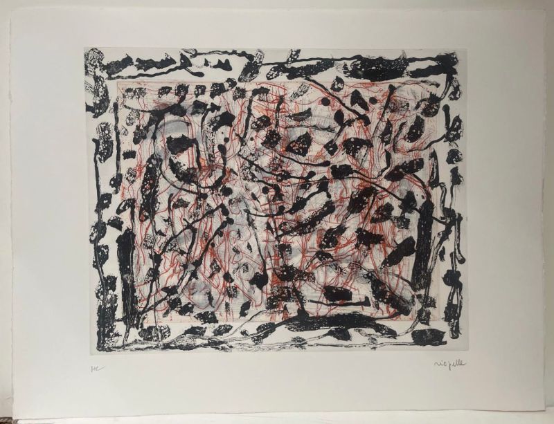 Les mouches à Marier (Planche VII) (Aguafuerte y aguatinta) - Jean-Paul RIOPELLE