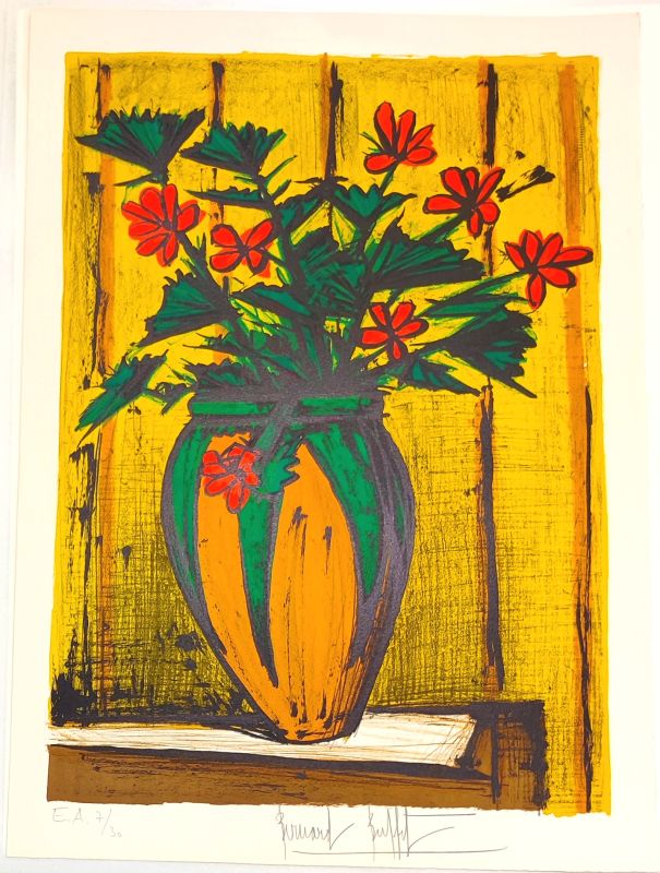 Blumen in einem Topf (Farblithographie) - Bernard BUFFET