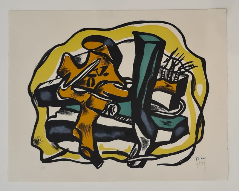 Composición sobre fondo amarillo (Litografía) - Fernand LEGER