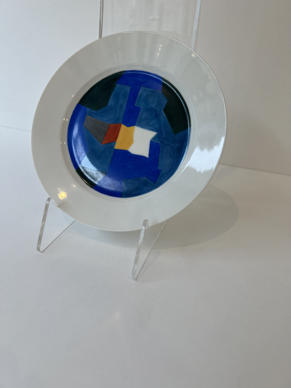 Assiette à dominante bleue (Porcelaine) - Serge  POLIAKOFF