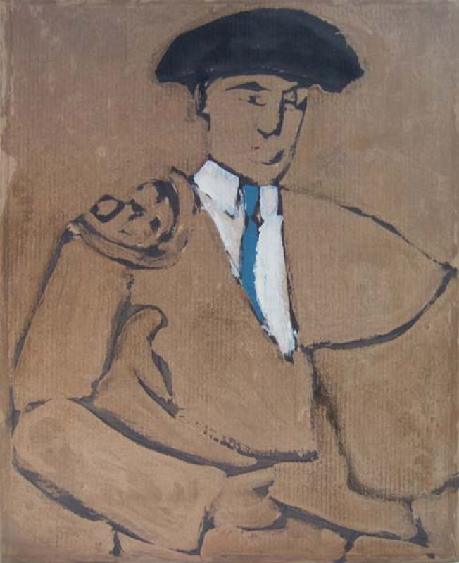 Matador bleu (Huile sur papier (contemporain)) - Alexis  POLIAKOFF