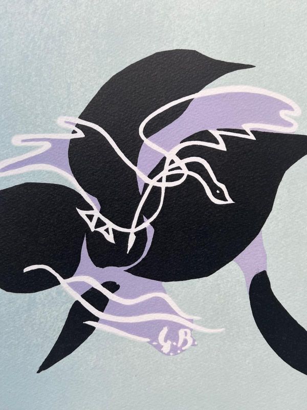 La subida I (El cisne sobre fondo azul verdoso) (Litografía) - Georges BRAQUE