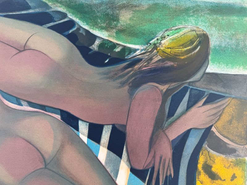 Camille Hilaire (1916-2004) // Nus sur le transat (Lithographie) — Artistes Divers