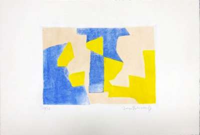 Composition bleue, rose et jaune n° XXXVII (Radierung und Aquatinta) - Serge  POLIAKOFF