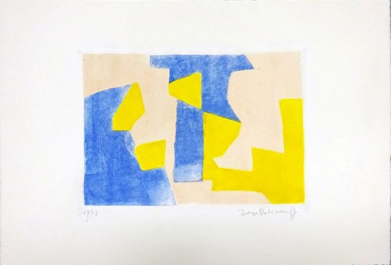 Composition bleue, rose et jaune n° XXXVII (Eau-forte et aquatinte) - Serge  POLIAKOFF