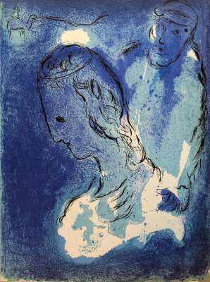 Abraham et Sarah (Farblithographie) - Marc CHAGALL