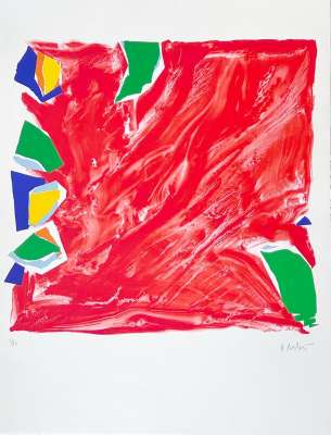 Grand rideau rouge pour Hong Kong (Lithographie) - Olivier DEBRE