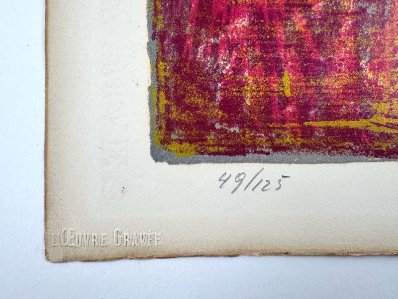Carmine, brown, yellow and grey composition (Lithograph) — Serge POLIAKOFF — Edition numbering detail