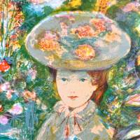 Emilio Grau-Sala (1911-1975) // Jeune fille dans le Jardin (Farblithographie) — Artistes Divers