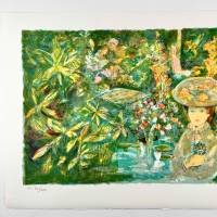 Emilio Grau-Sala (1911-1975) // Jeune fille dans le Jardin (Farblithographie) — Artistes Divers