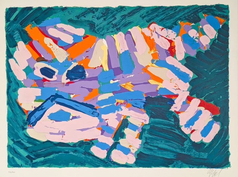 Stalking Cat (Farblithographie) - Karel APPEL