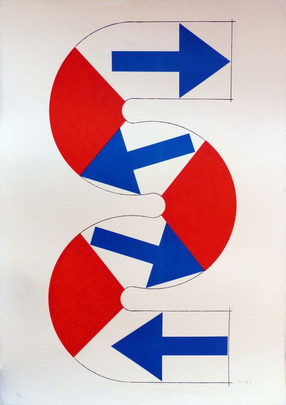 S (blue arrows) (Lithograph) - Kumi SUGAÏ