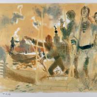 Lucien Fontanarosa (1912-1975) // Gondoliers à Venise (Litografía) — Artistes Divers — Vista de detalle