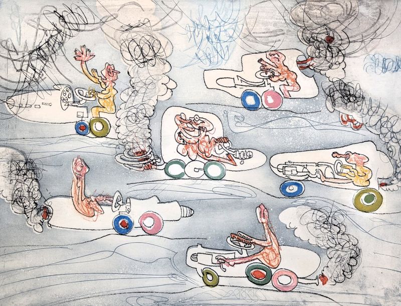 Les Oh! Tomobiles (Etching and aquatint) - Roberto  MATTA