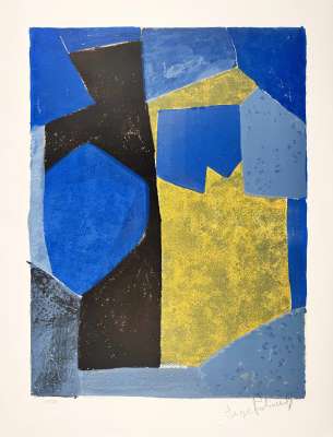 Blue, black and yellow composition (Lithograph) - Serge  POLIAKOFF