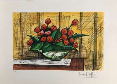 Primevères dans une coupe (Lithograph) - Bernard BUFFET