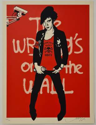 Shepard Fairey (Obey Giant) (1970) / Writing On The Wall Red (Silksreen) -  STREET ART