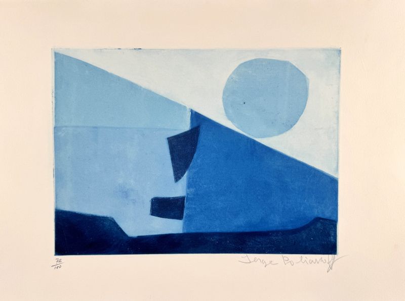 Komposition in Blau (Radierung und Aquatinta) - Serge  POLIAKOFF