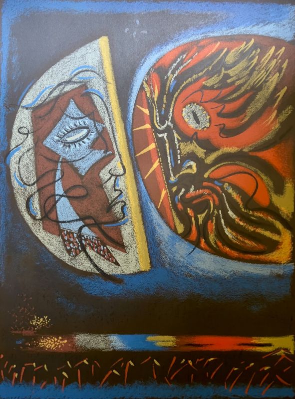 The Moon and the Sun (Lithograph) - André  MASSON