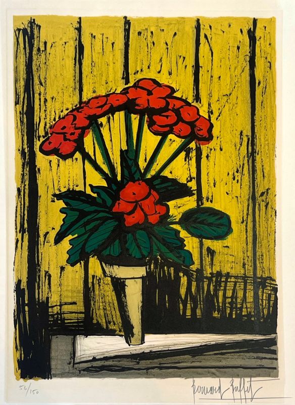 Le pot de bégonias (Lithographie) - Bernard BUFFET