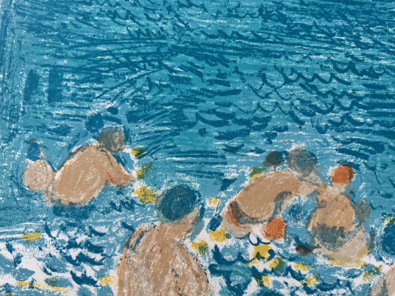 André Cottavoz (1912-2012) // Un après-midi à la plage (Farblithographie) — Artistes Divers