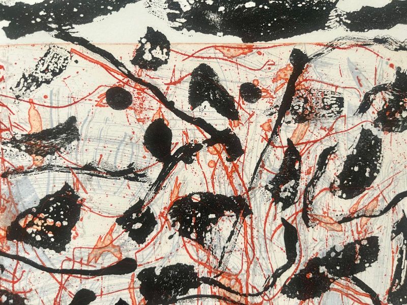 Les mouches à Marier (Planche VII) (Aguafuerte y aguatinta) - Jean-Paul RIOPELLE