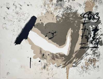 Lithograph in black, gray, and sienna (Lithograph) - Antoni  TAPIES