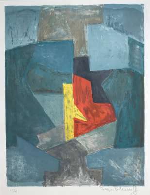 Composition bleue L50 (Lithograph) - Serge  POLIAKOFF