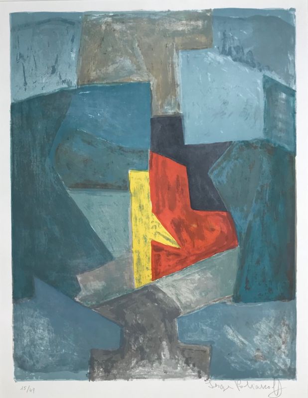 Composition bleue L50 (Lithograph) - Serge  POLIAKOFF