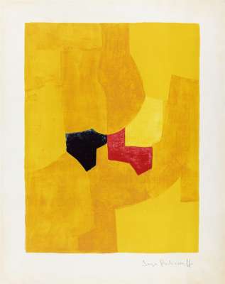 Komposition in Gelb (Farblithographie) - Serge  POLIAKOFF