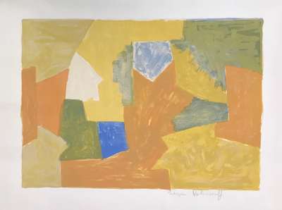 Composition jaune, Orange et Verte L14 (Lithographie) - Serge  POLIAKOFF
