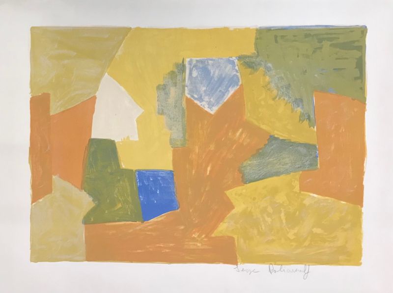 Composition jaune, Orange et Verte L14 (Farblithographie) - Serge  POLIAKOFF
