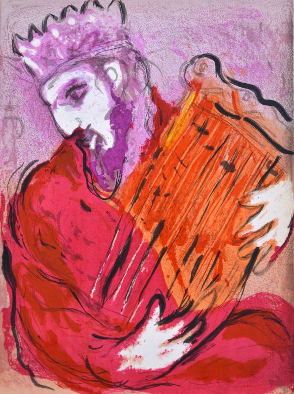Le roi &agrave; la harpe (Litografía) - Marc CHAGALL