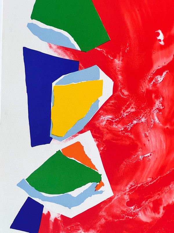 Grand rideau rouge pour Hong Kong (Lithographie) - Olivier DEBRE